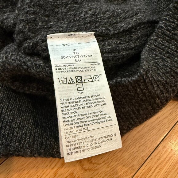 Banana Republic Italian Yarn Wool Nylon XL Sweater Hoodie Full Zip Knit - Picture 9 of 11